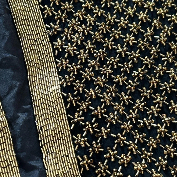 Vintage Jessica Howard Metallic Black Gold Beaded Silk Jacket Women's Medium - Picture 2 of 13
